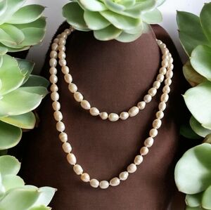 Vtg. 48" Natural Pearls Long Necklace